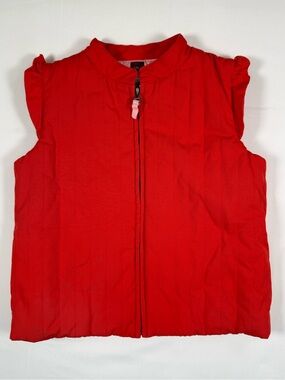 TEA Girls Quilted Vest 12 Ruffle Sleeve Zip Front Cotton Preppy Cozy Cottagecore